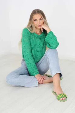 Brave Soul Sueteres E Cardigans-Camisola De Malha Perfurada Com Manga Comprida.