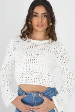 Brave Soul Sueteres E Cardigans-Camisola De Malha Perfurada Com Manga Comprida.