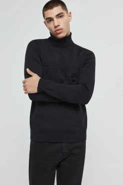 HUGO Camisola De Manga Comprida E Gola Dobrada Marinho New