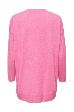 Only Sueteres E Cardigans-Camisola De Mulher Com Gola Em Bico E Manga Comprida.