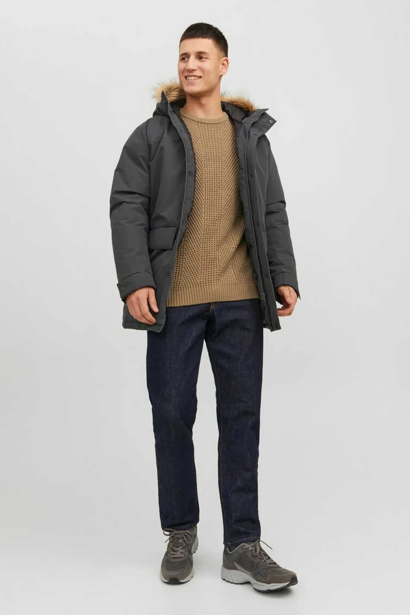 Jack & Jones Camisola Estrutura Gola Redonda Castanho Online