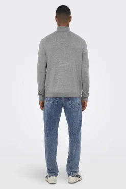 Only & Sons Camisola Gola Dobrada Cinza