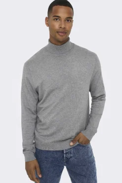 Only & Sons Camisola Gola Dobrada Cinza