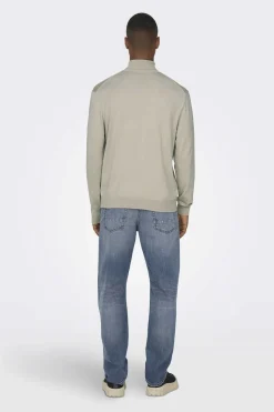 Only & Sons Camisola Gola Dobrada Cinza New