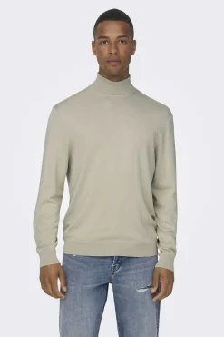 Only & Sons Camisola Gola Dobrada Cinza New