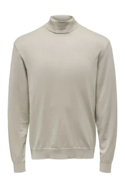 Only & Sons Camisola Gola Dobrada Cinza New