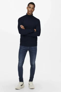 Only & Sons Camisola Gola Dobrada Marinho Sale