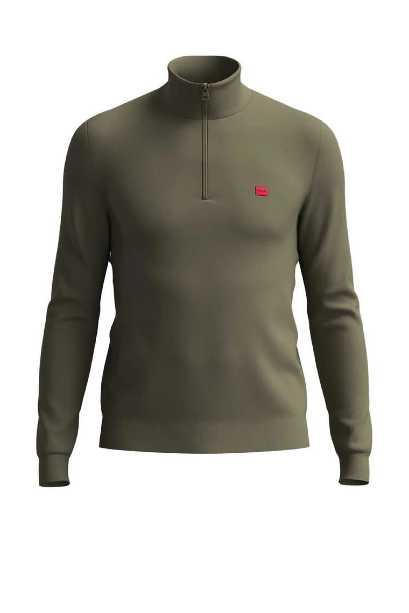 HUGO Camisola Gola Fecho-Eclair Verde Hot