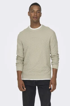 Only & Sons Camisola Gola Redonda Textura Cinza Sale