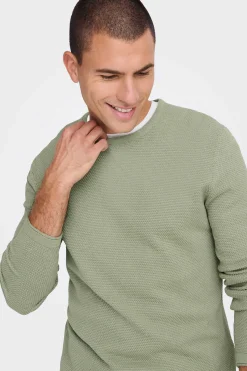 Only & Sons Camisola Malha Com Gola Redonda Verde