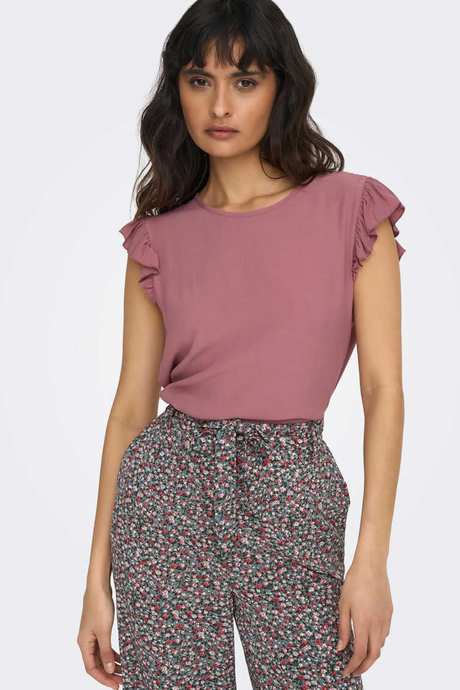 Only T-Shirts-Camisola Manga Curta Folhos