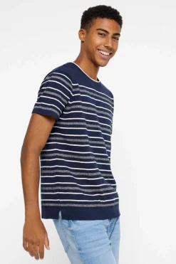 Springfield Camisola Manga Curta Riscas Estrutura Marinho