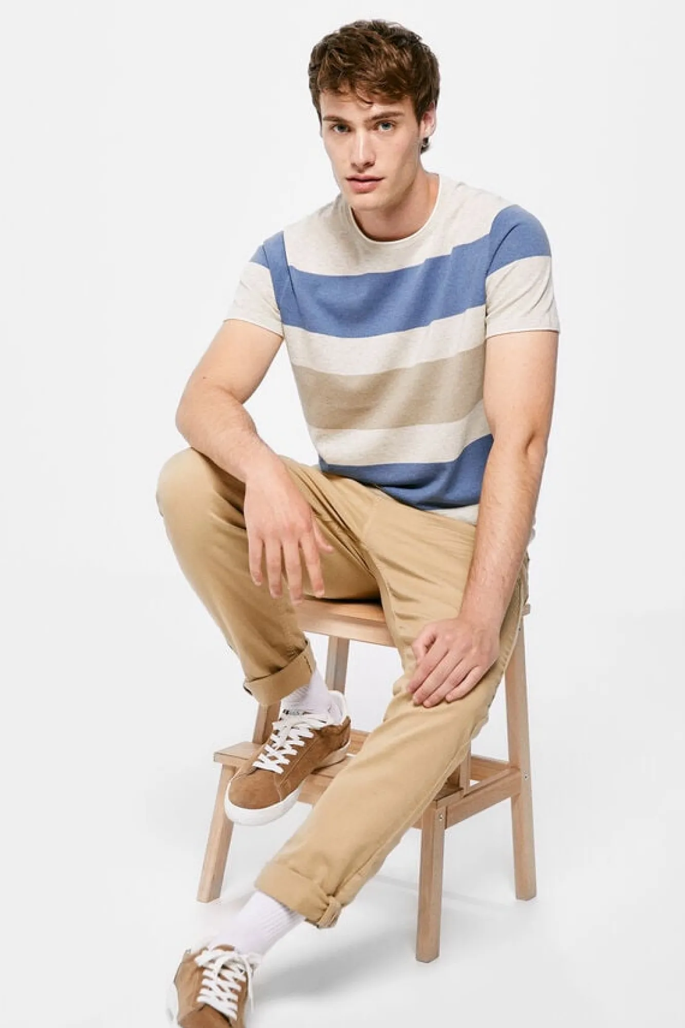 Springfield Camisola Manga Curtas Riscas Cinza