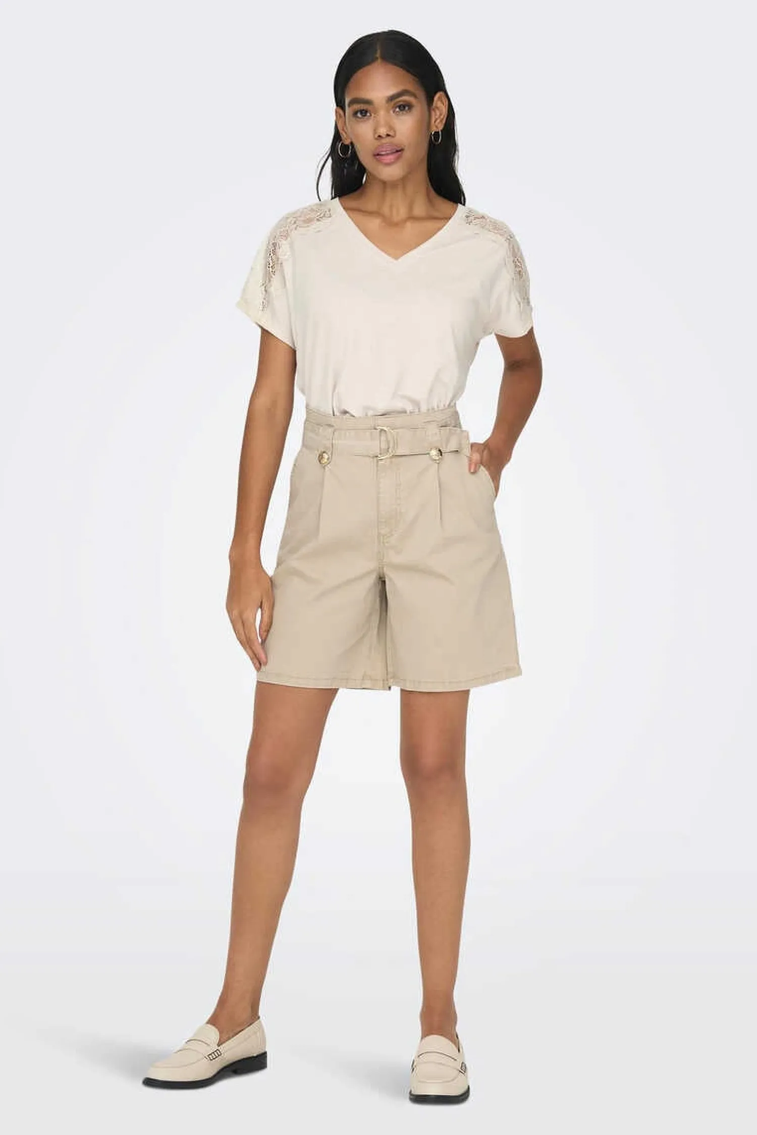 Only T-Shirts-Camisola Renda Ombros