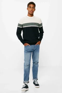 Springfield Camisola Riscas Posicionadas Azul New