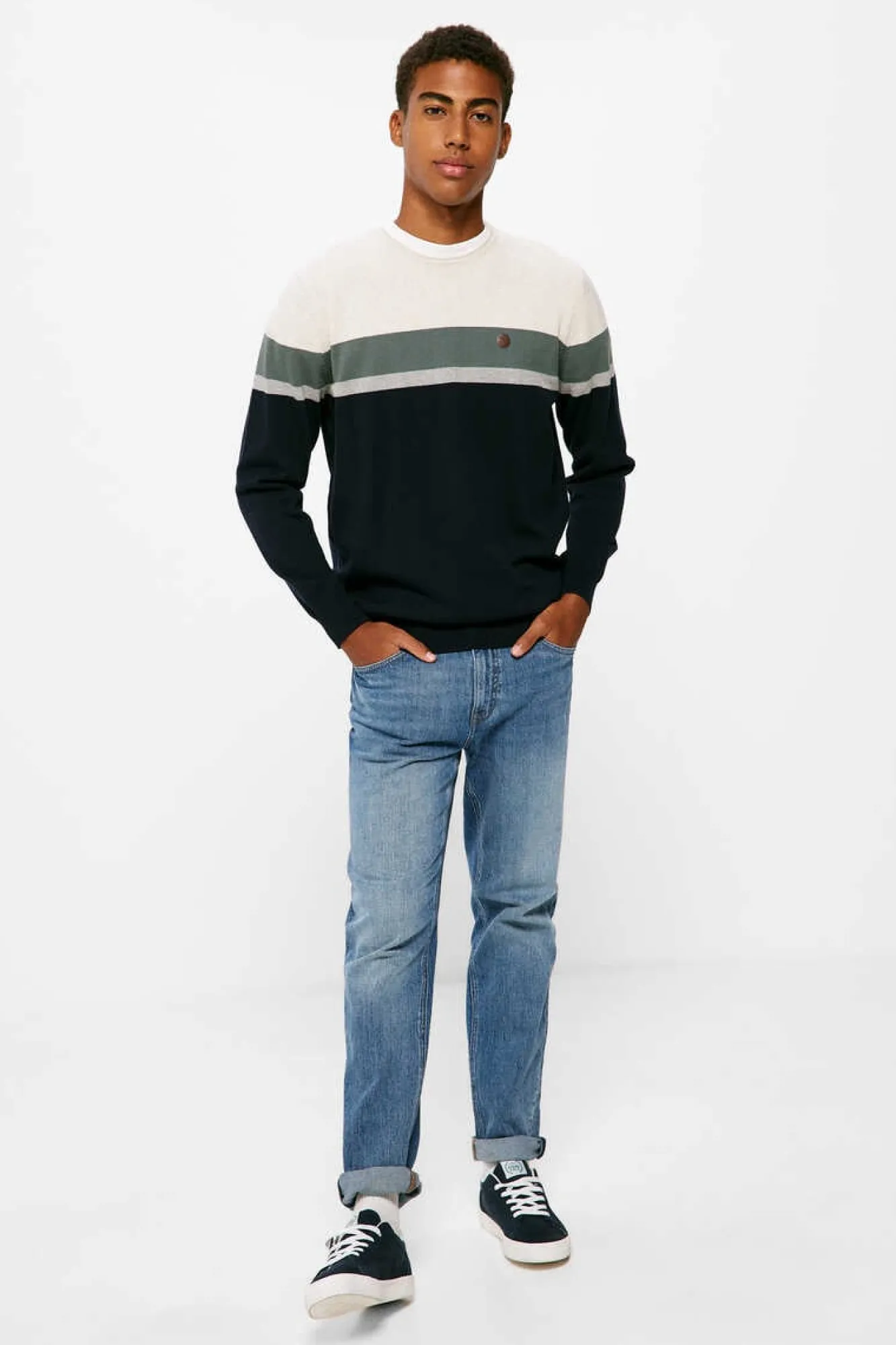 Springfield Camisola Riscas Posicionadas Azul New