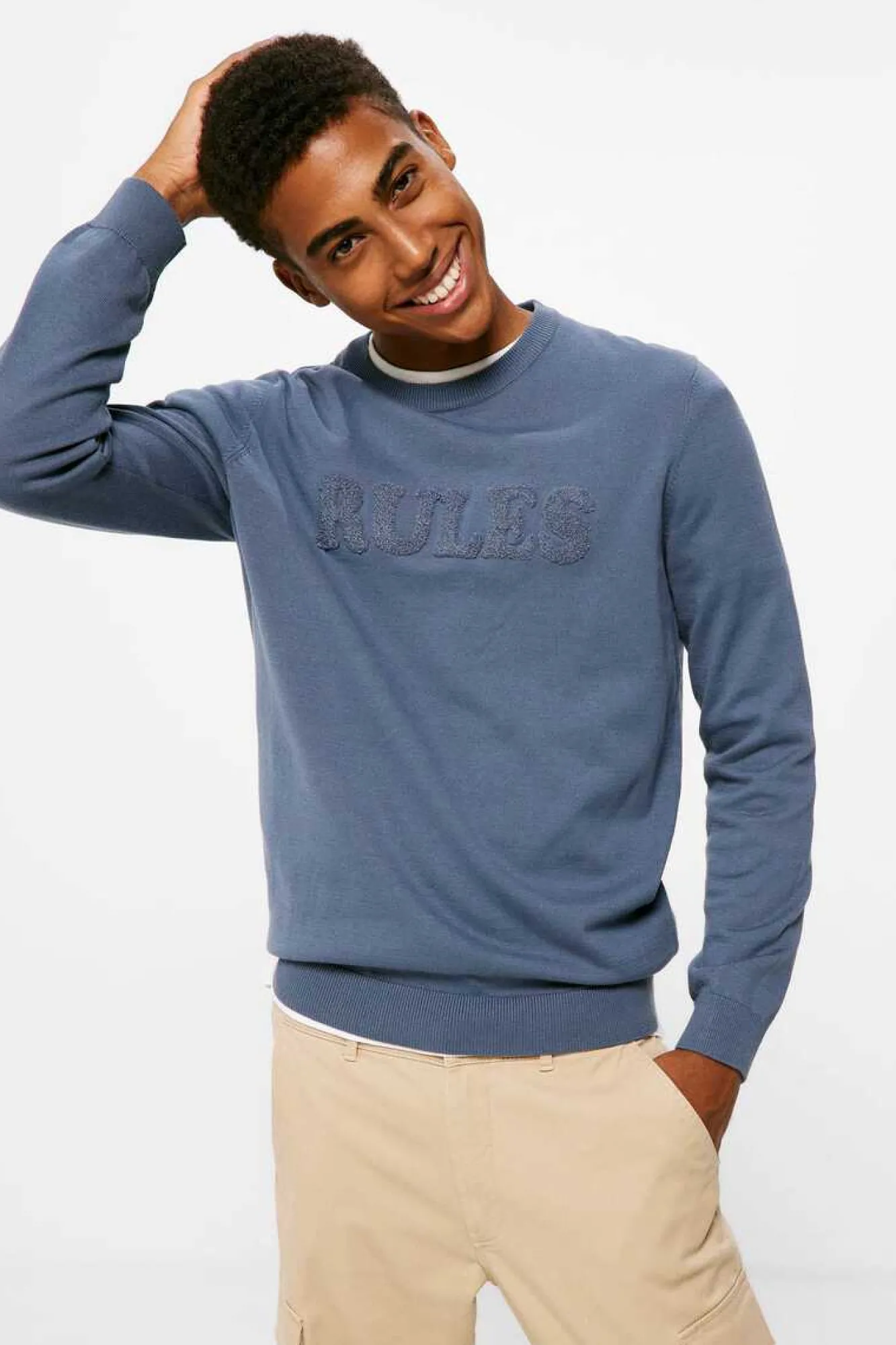 Springfield Camisola Texto Bordado Azul Aco Clearance