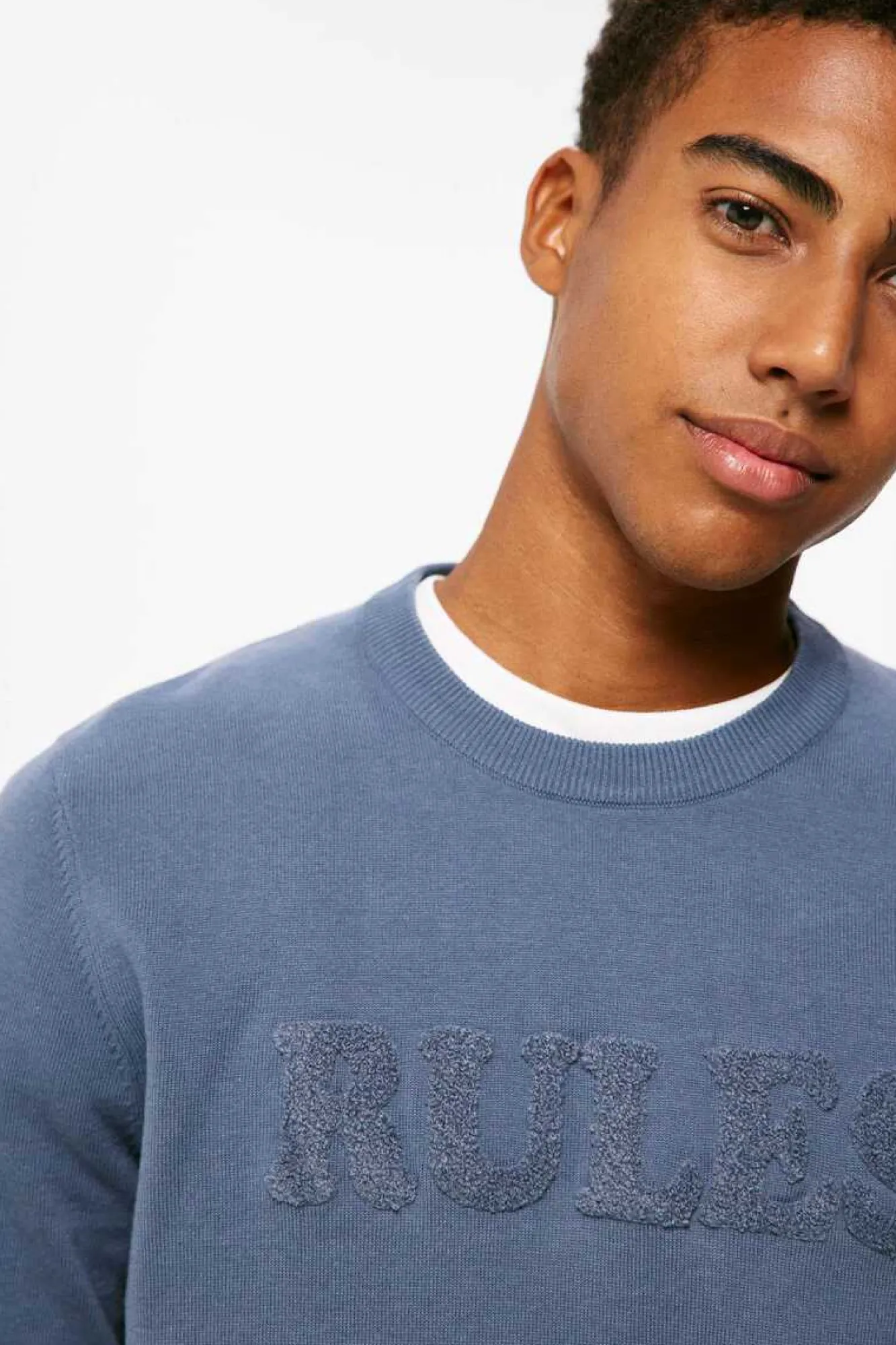 Springfield Camisola Texto Bordado Azul Aco Clearance