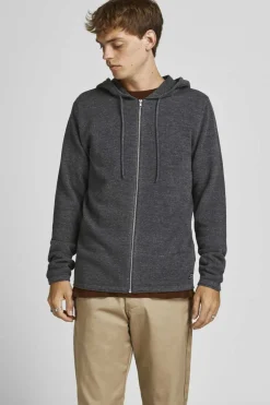 Jack & Jones Cardiga Com Fecho E Capuz Cinza