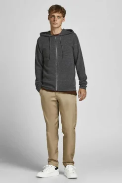 Jack & Jones Cardiga Com Fecho E Capuz Cinza