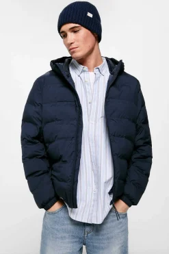 Springfield Casaco Acolchoado Termosselado Capuz Azul Clearance