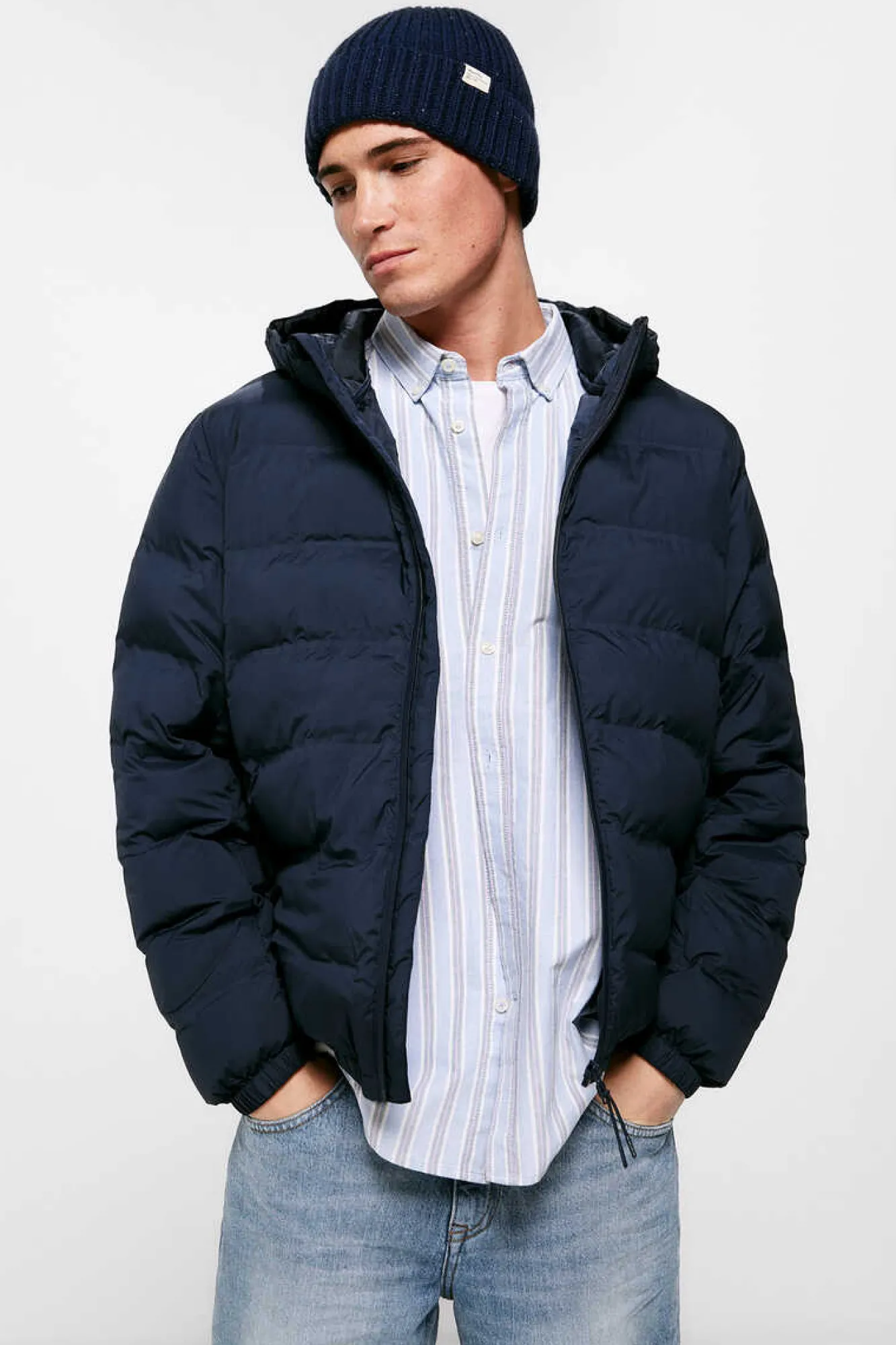 Springfield Casaco Acolchoado Termosselado Capuz Azul Clearance