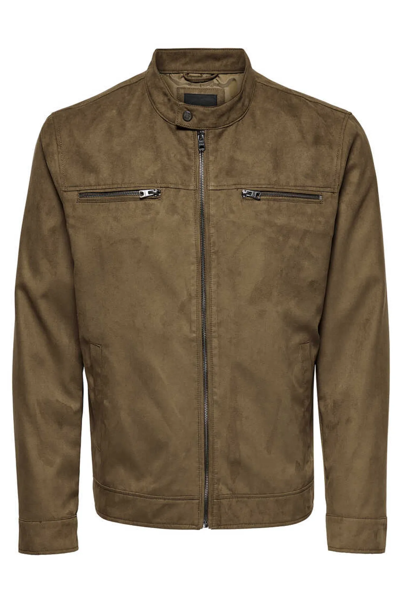 Only & Sons Casaco Biker Efeito Camurca Castanho Clearance