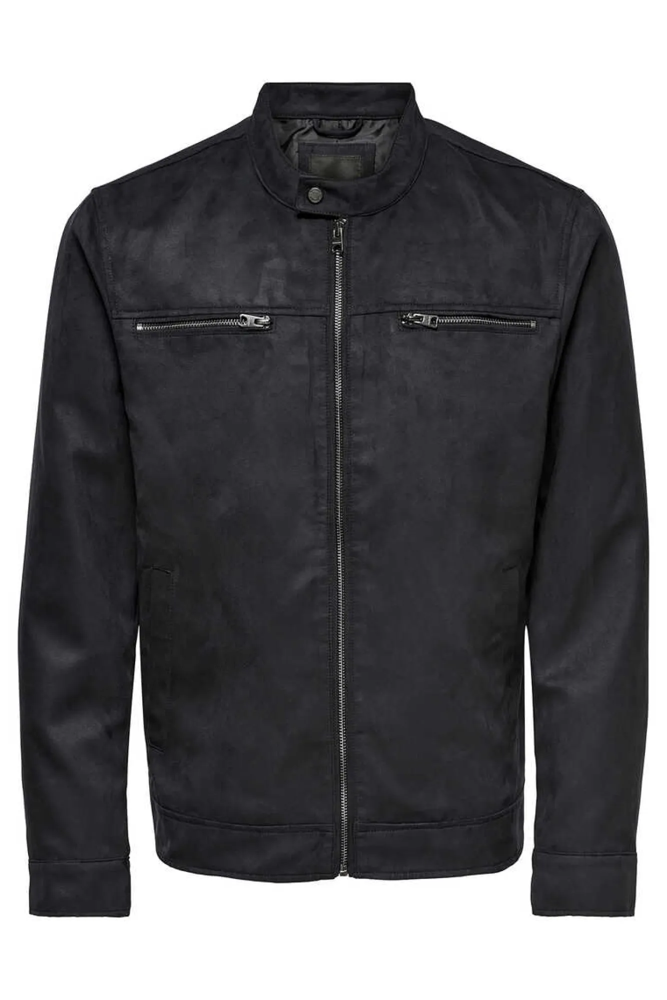 Only & Sons Casaco Biker Efeito Camurca Preto Discount