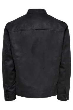 Only & Sons Casaco Biker Efeito Camurca Preto Discount