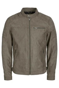 Jack & Jones Casaco Biker Efeito Couro Cinza Hot