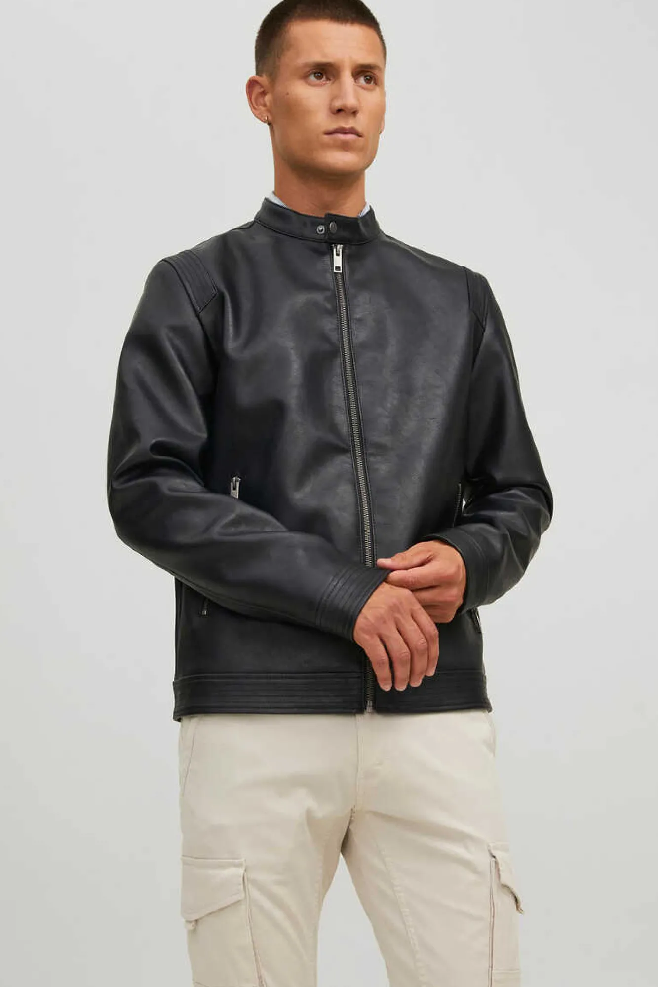 Jack & Jones Casaco Biker Efeito Pele Preto New