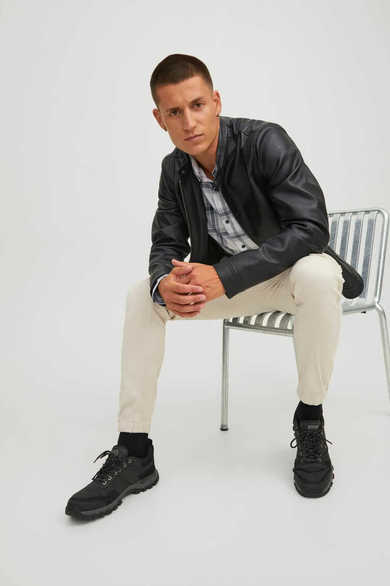 Jack & Jones Casaco Biker Efeito Pele Preto New