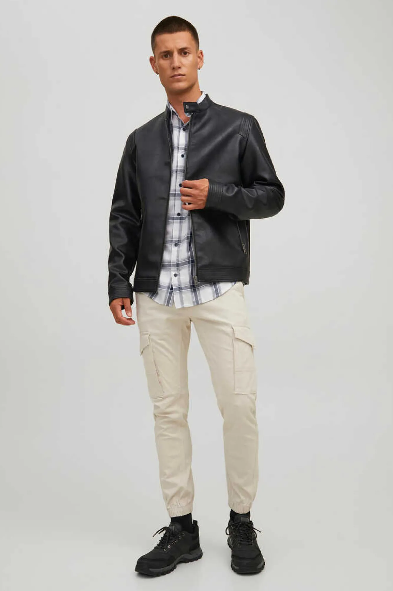 Jack & Jones Casaco Biker Efeito Pele Preto New
