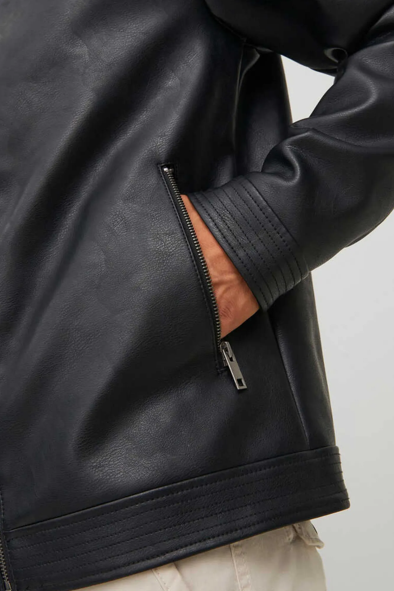 Jack & Jones Casaco Biker Efeito Pele Preto New