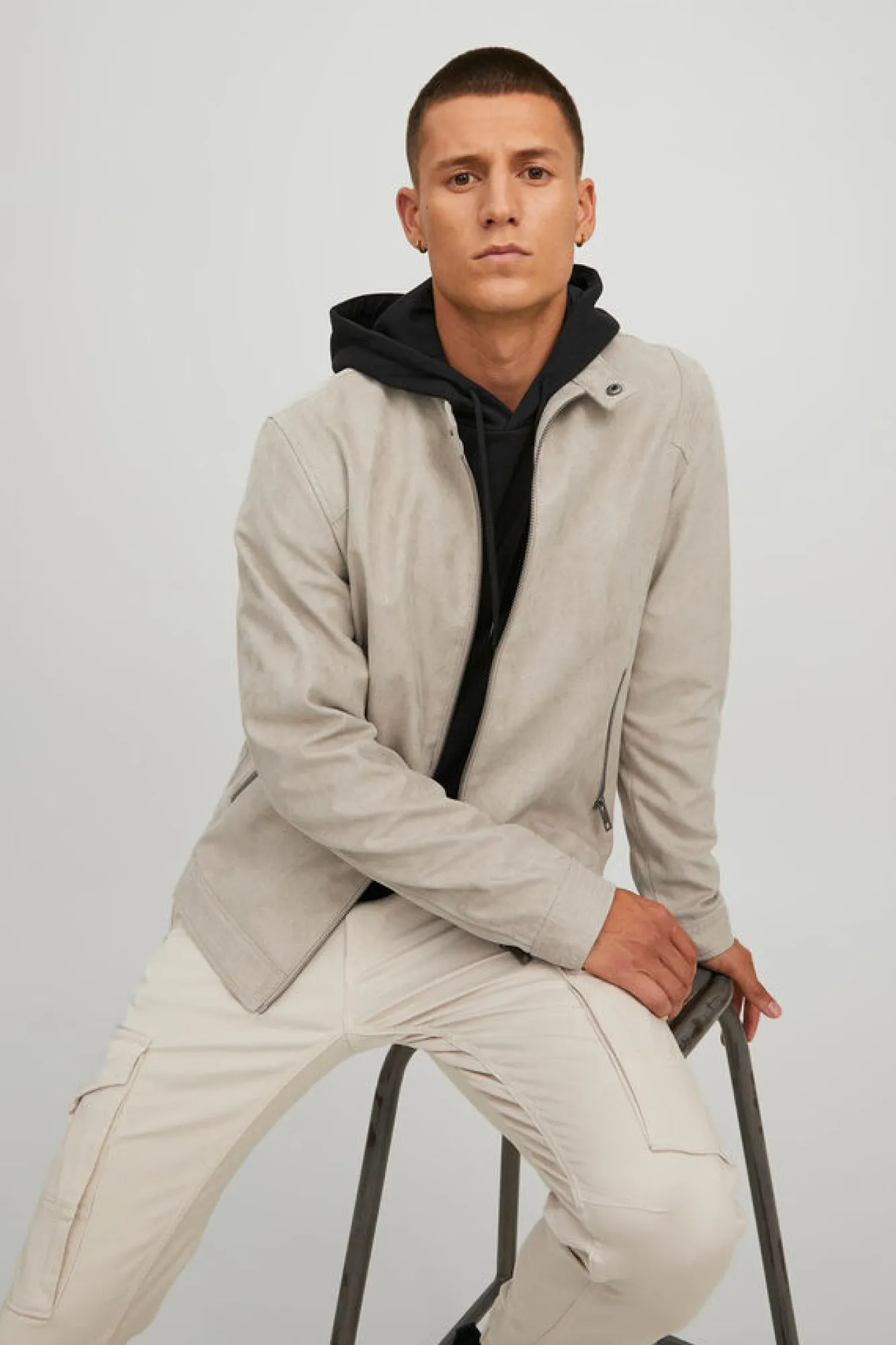 Jack & Jones Casaco Biker Efeito Pele Banana Hot