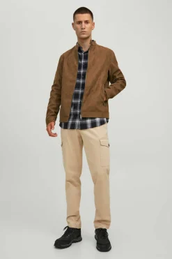 Jack & Jones Casaco Biker Efeito Pele Castanho Sale