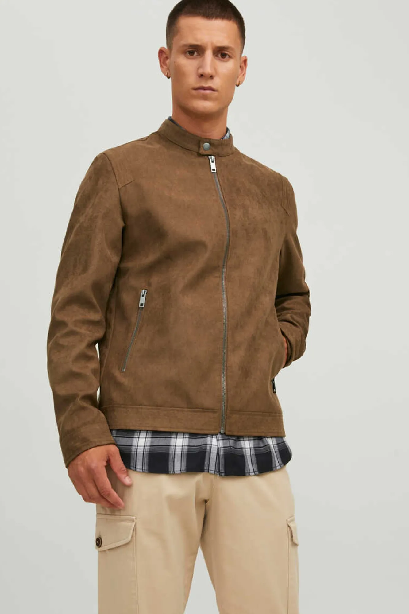 Jack & Jones Casaco Biker Efeito Pele Castanho Sale