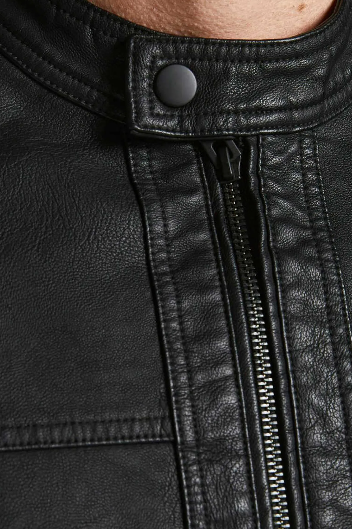 Jack & Jones Casaco Biker Efeito Pele Preto Clearance