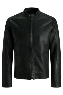 Jack & Jones PLUS Casaco Biker Efeito Pele Plus Preto Hot