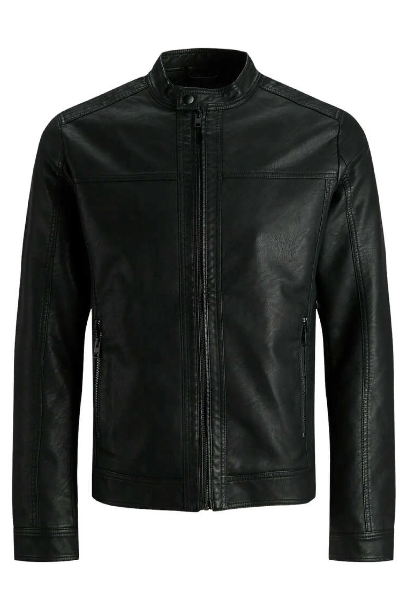 Jack & Jones PLUS Casaco Biker Efeito Pele Plus Preto Hot