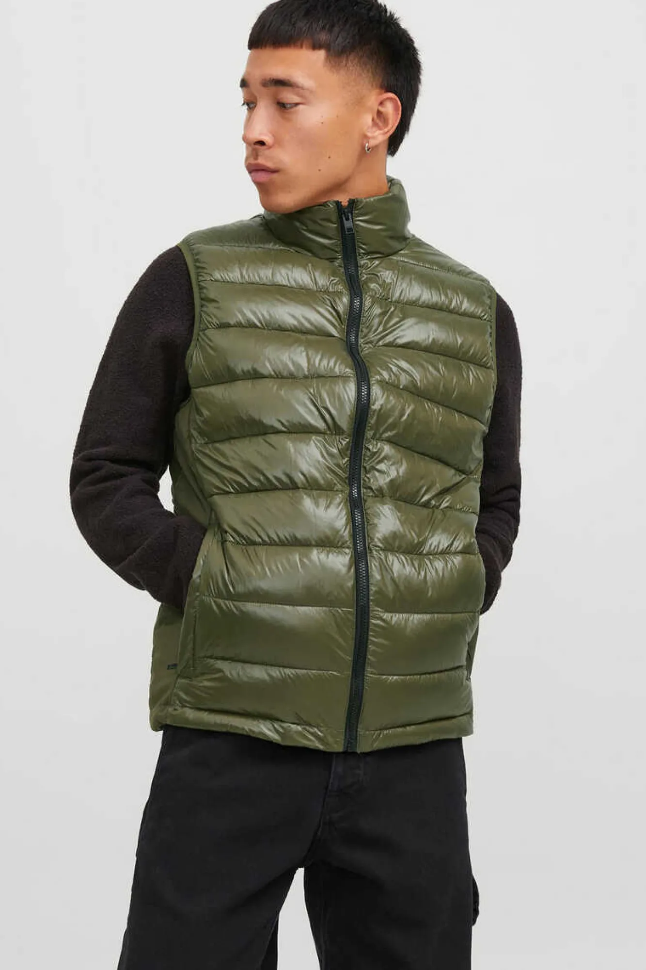 Jack & Jones Casaco Biker Efeito Pele Plus Verde Clearance