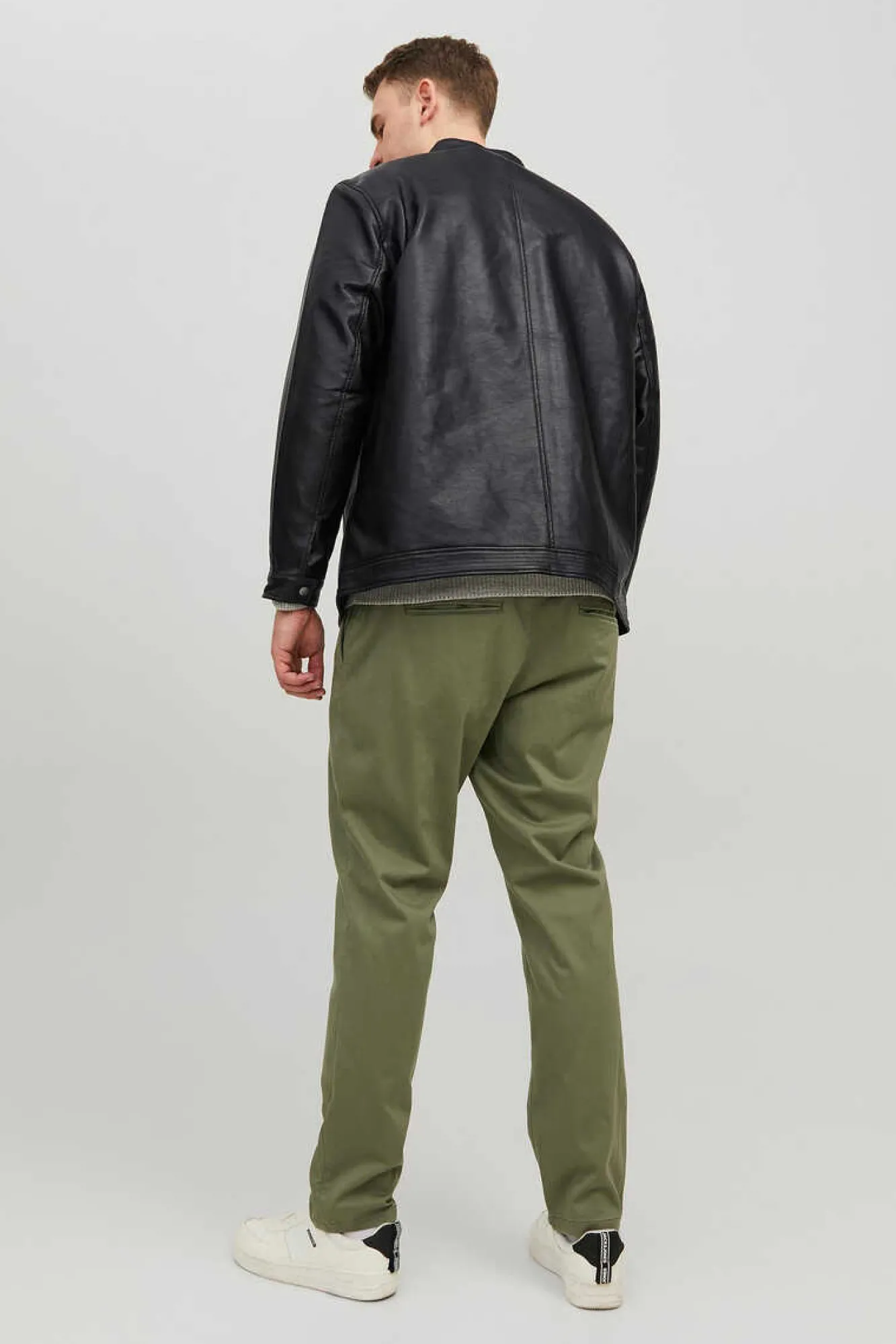Jack & Jones PLUS Casaco Biker Efeito Pele Plus Preto