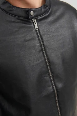 Jack & Jones PLUS Casaco Biker Efeito Pele Plus Preto