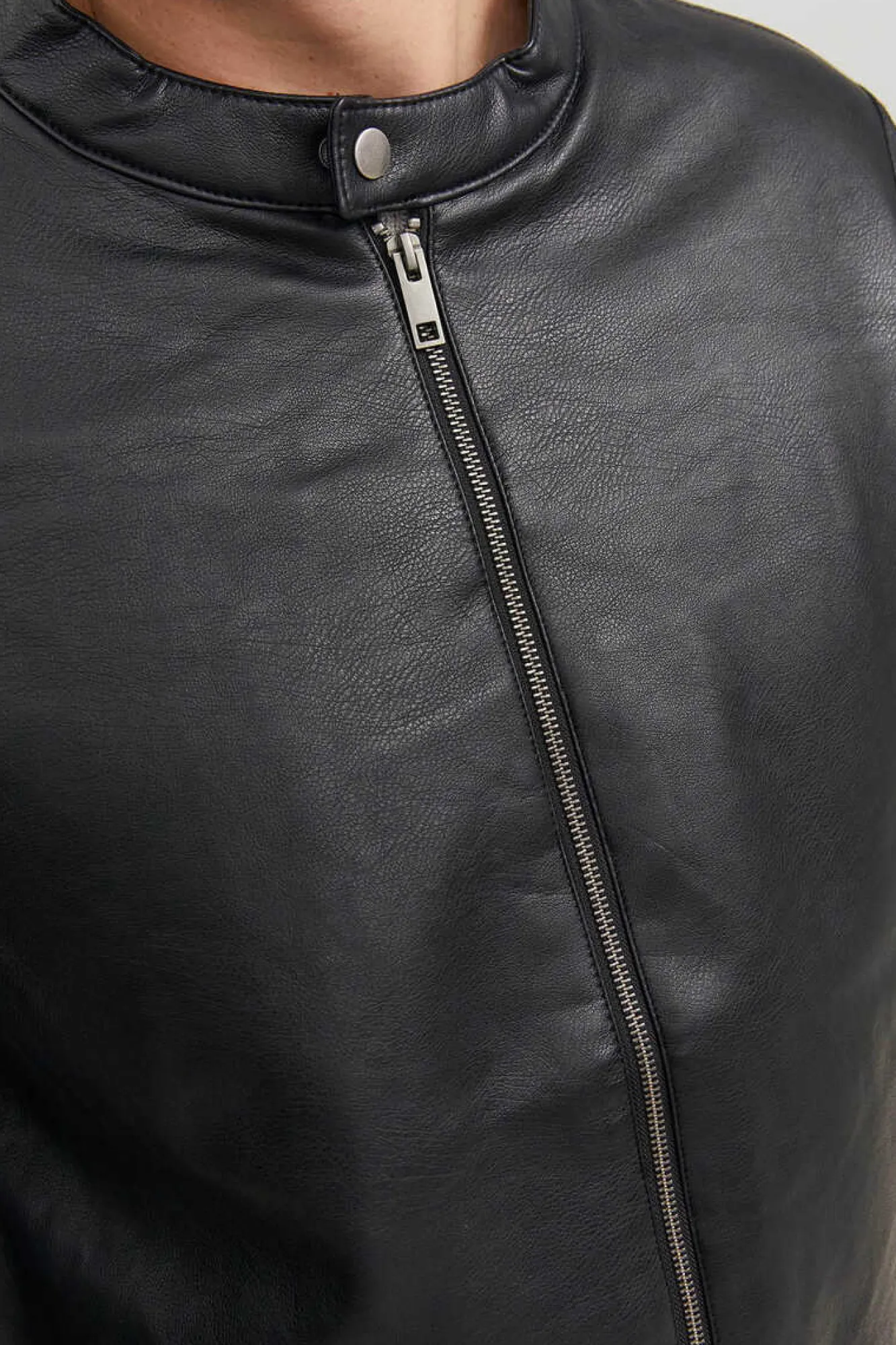 Jack & Jones PLUS Casaco Biker Efeito Pele Plus Preto