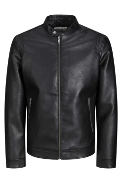 Jack & Jones PLUS Casaco Biker Efeito Pele Plus Preto