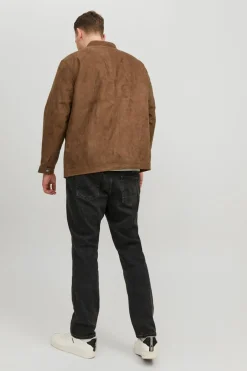 Jack & Jones PLUS Casaco Biker Efeito Pele Plus Castanho Clearance