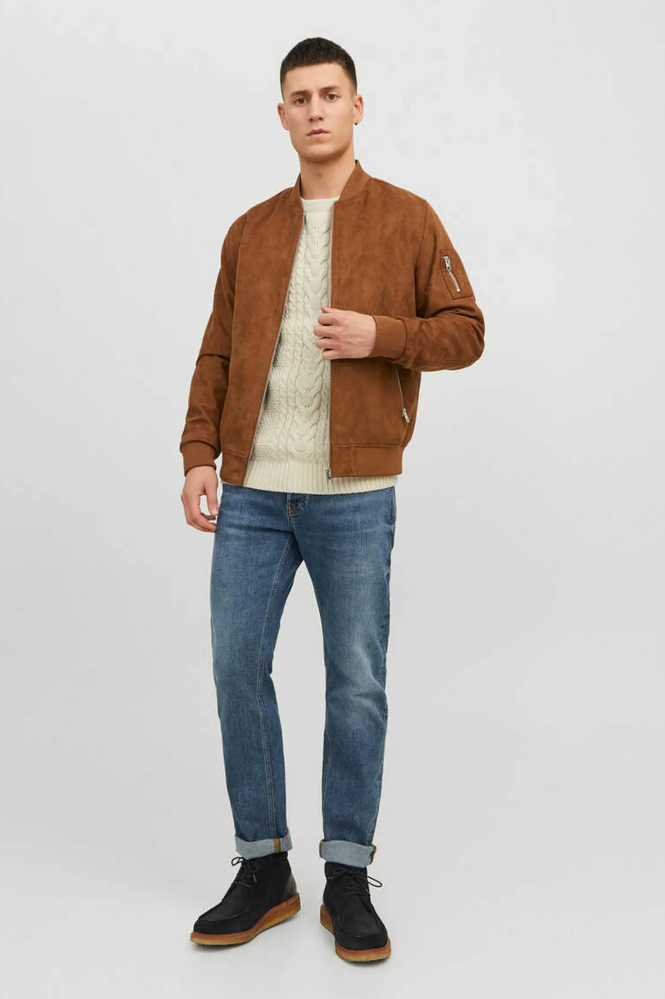 Jack & Jones Casaco Bomber Efeito Pele Castanho Online