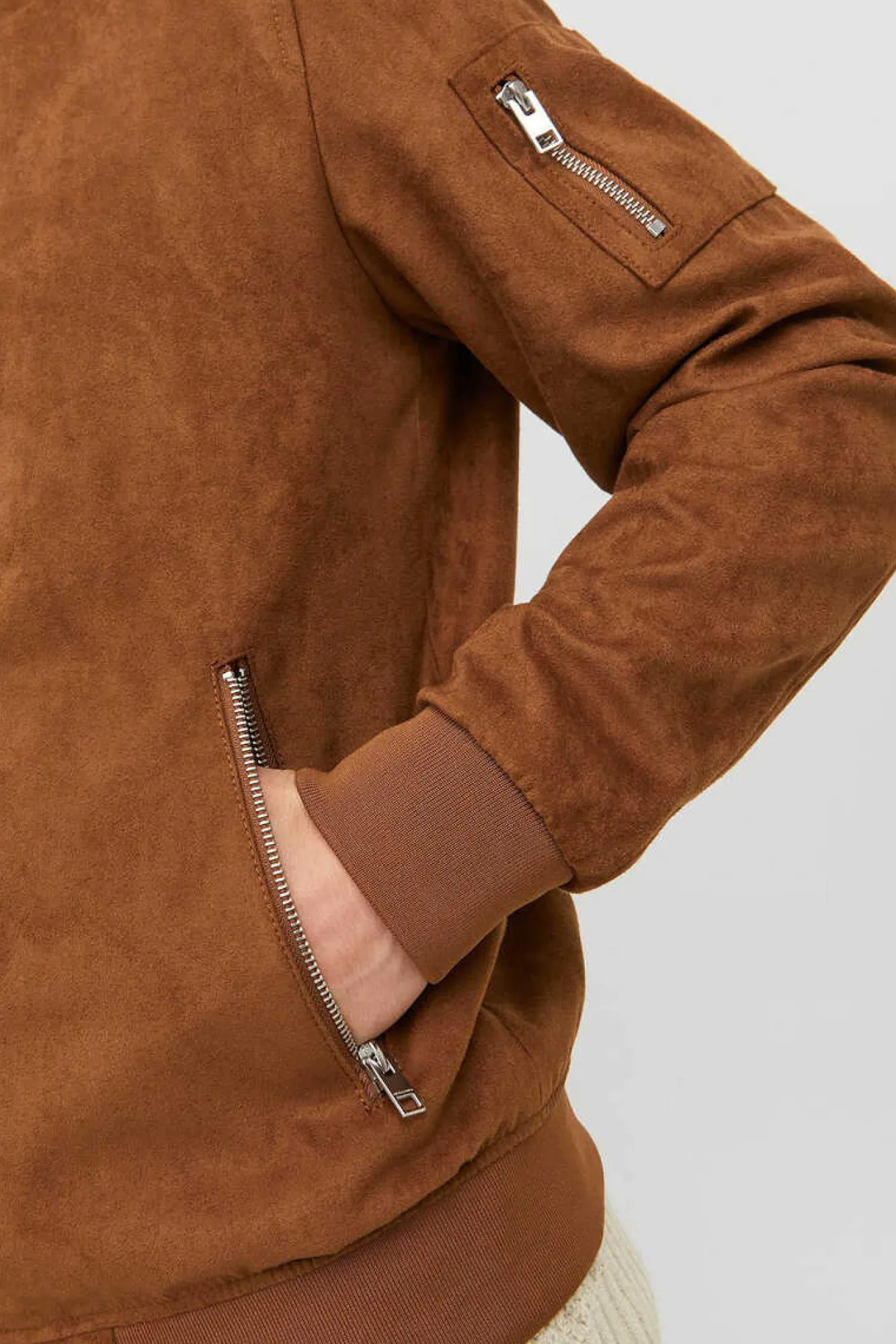 Jack & Jones Casaco Bomber Efeito Pele Castanho Online