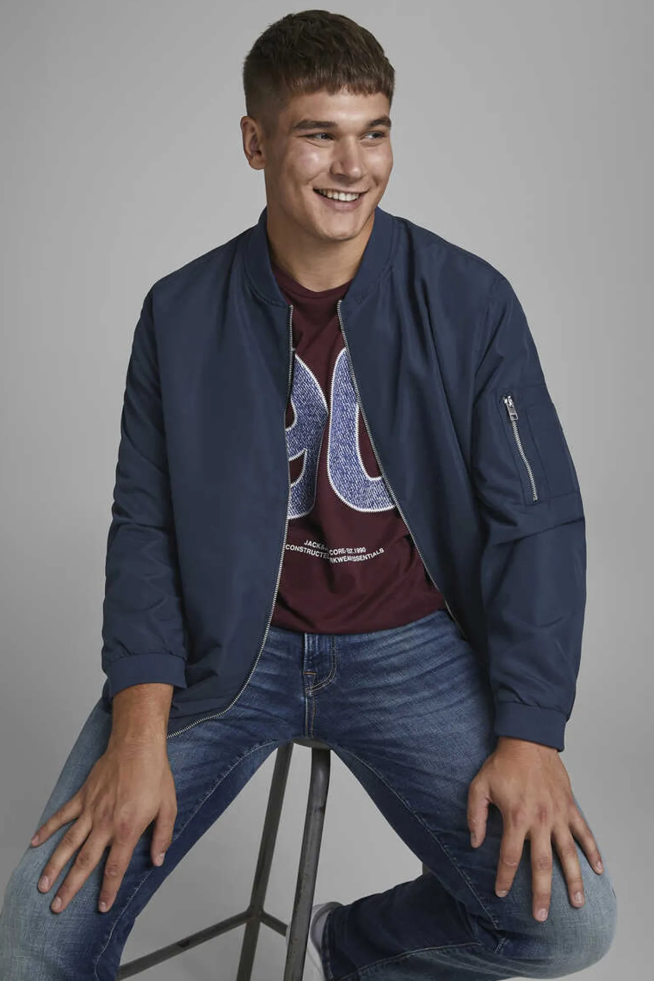 Jack & Jones PLUS Casaco Bomber Leve Plus Marinho Outlet