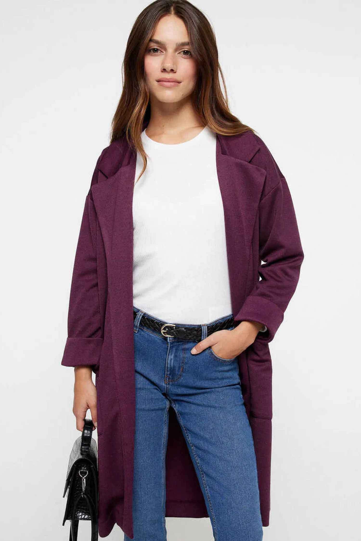 Pieces Blusoes E Casacos-Casaco Comprido De Mulher